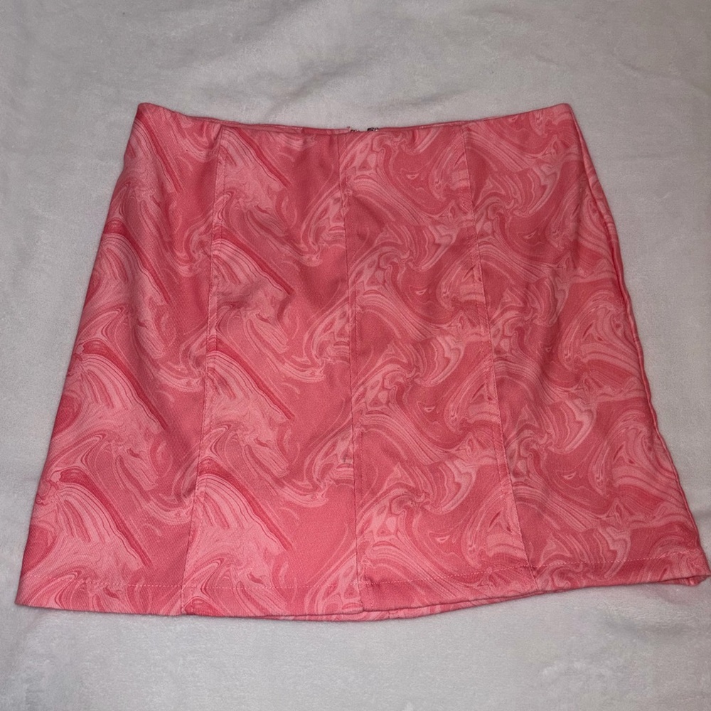 Altar'd State Women’s Large Coral Swirl Pattern Mini Skirt